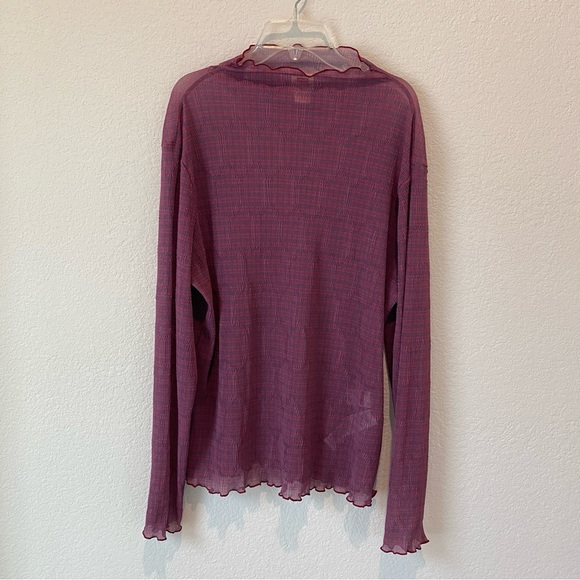 Levi’s Second Skin Mockneck Festival Blouse With Lettuce Edge Trim Size XL - Picture 3 of 8